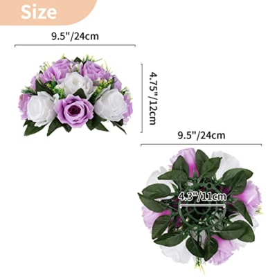 Silky Flower Store Lilac White Artificial Flower Wedding Centrepieces, NUPTIO Rose Ball Table Decor, 10 Pcs 9.5in Diameter 11 11 Product: NUPTIO Flower Wedding Centrepieces for Tables - 10 Pcs 9.5in Diameter Lilac & White Artificial Flowers Rose Ball for Centerpieces Table - Fake Rose Arrangements for Weddings Birthday Party Decor
