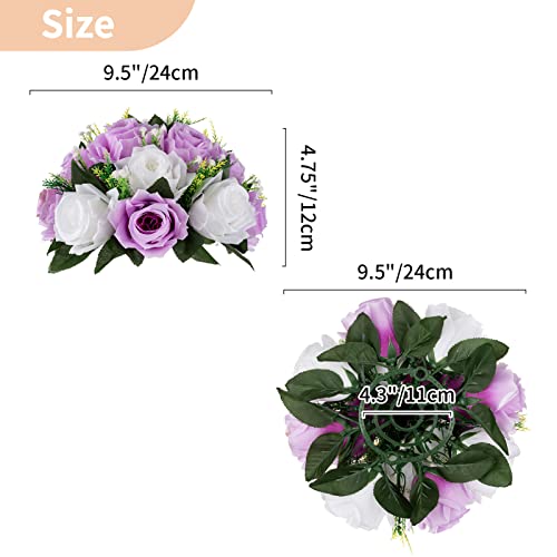 Silky Flower Store Lilac White Artificial Flower Wedding Centrepieces, NUPTIO Rose Ball Table Decor, 10 Pcs 9.5in Diameter 4 4 Product: NUPTIO Flower Wedding Centrepieces for Tables - 10 Pcs 9.5in Diameter Lilac & White Artificial Flowers Rose Ball for Centerpieces Table - Fake Rose Arrangements for Weddings Birthday Party Decor