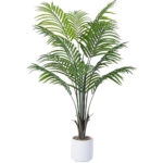 Product: Artificial Areca Palm Tree 4FT Fake Potted Plant Faux Silk Tropical Areca Palm with 12 Trunks & Real Bark Design, Large Aritificial Plant in White Pot for Home Living Room House Warmming Floor Decor