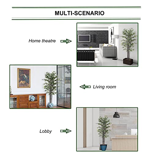 Product: 6ft Bamboo Tree in Black Pot | 1296 Lifelike Silk Leaves | Artificial Trees | Realistic Bark | Perfect for Indoor Use | Home & Office Décor