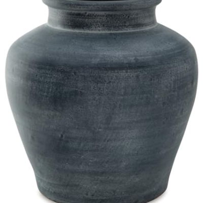 Product: Signature Design by Ashley Meadie Traditional Indoor Terra Cotta Tabletop Vase with Wide Mouth, Blue