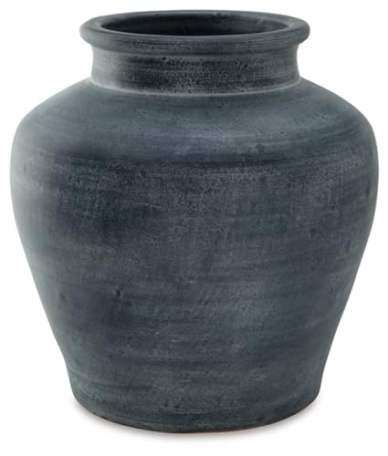 Product: Signature Design by Ashley Meadie Traditional Indoor Terra Cotta Tabletop Vase with Wide Mouth, Blue