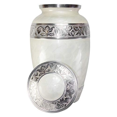 Silky Flower Store Urns for Human Ashes, Companion Funeral Cremation Urn for Two Adults, Pearl White Enamel Heart Base, 32.5cm 11 11 Product: Urns for Human Ashes, Funeral Cremation Companion Urns for Two Adults