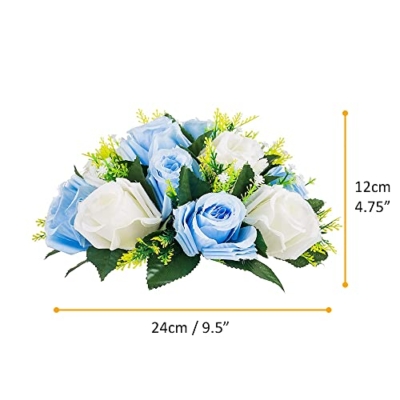 Product: QUTUNI 10Pcs Artificial Flower Ball Arrangement, Fake Floral Centerpieces Wedding Roses Bouquet for Parties Valentine's Day Wedding Centerpieces and Home Decor (Blue & White)