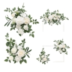 Product: Ling's Moment 2pcs White Wedding Artificial Floral Swag Welcome Sign Flowers Backdrop Garland Green for Ceremony Reception Door Wall Easel Home Decoration Entryway Faux Outdoor Board Table Decor