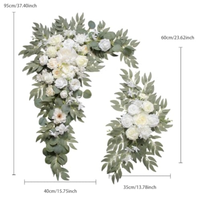 Silky Flower Store Wedding Arch Flower Kit with Drapes, Artificial Roses Backdrop Decoration, Pack of 3, 20.5cm 7 7 Product: BASIMAN Arch Flowers with Drapes Kit (Pack of 3) for Wedding Ceremony Arbor and Reception Backdrop Decoration Wedding Welcome Signs Floral Birthday Party Decoration