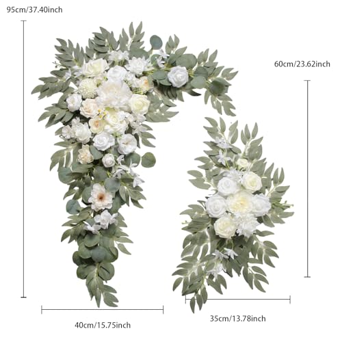Silky Flower Store Wedding Arch Flower Kit with Drapes, Artificial Roses Backdrop Decoration, Pack of 3, 20.5cm 1 1 Product: BASIMAN Arch Flowers with Drapes Kit (Pack of 3) for Wedding Ceremony Arbor and Reception Backdrop Decoration Wedding Welcome Signs Floral Birthday Party Decoration