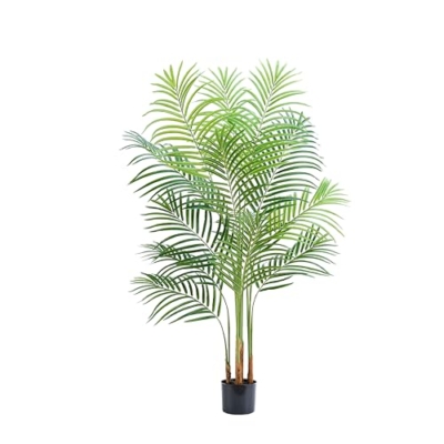 Product: Artificial Fake Palm Tree with 13 Trunks and Real Bark Design, Premium Polyester,Tropical Paradise Palm Tree in Pot (1, Black, 5 FT)