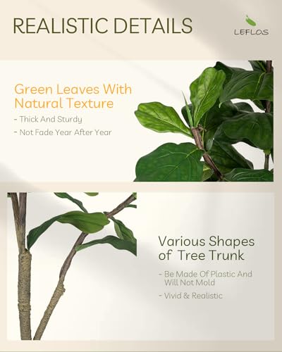 Product: Leflos Leflos Artificial Fiddle Leaf Fig Tree Indoor, 6ft Faux Fiddle Leaf Tree with Decorative Planter for Home Decor, Tropical Fake Ficus Tree with Realistic Trunks, Adjustable Branch and Leaves