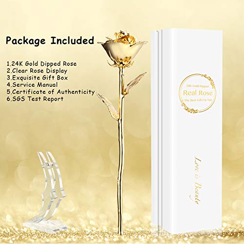 Product: MAXSPT 24K Golden Rose, Gold Dipped Rose Made from Real Rose Best Gifts for her and Great Gifts for My Wife, Golden with Stand