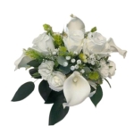Product: Elegant White/Ivory Artificial Flowers for Funeral Memorials - Outdoor Tribute Decorations