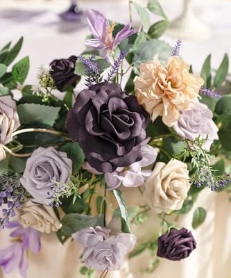 Silky Flower Store Eucalyptus Willow Leaf Garland with White Flower Lavender Purple, 9FT 12 12 Product: Ling's Moment 9FT Eucalyptus and Willow Leaf Garland with White Flower, Handcrafted Wedding Sweetheart Table Centerpieces Head Table Decor Arch Backdrop Decorations for Wedding | Lavender Purple