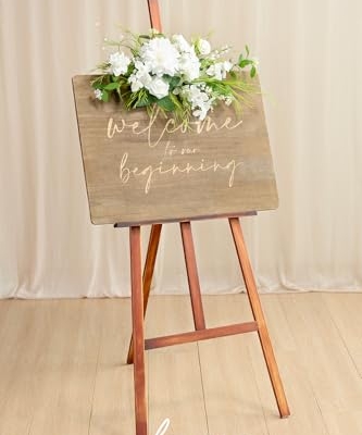 Product: Ling's Moment 2 White Wedding Artificial Floral Swag Welcome Sign Flowers Backdrop Garland Lily Green for Ceremony Reception Door Wall Easel Home Decoration Entryway Faux Outdoor Board Table Decor
