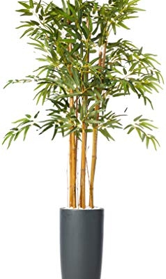 Product: Nearly Natural 5ft. Bamboo Artificial Tree in Gray Cylinder Planter