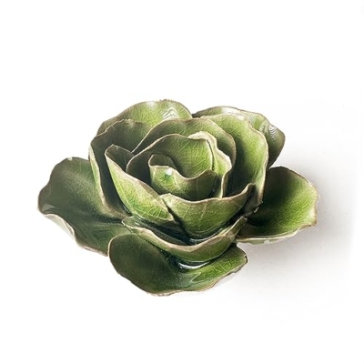 Product: CHIVE ‘Coral’ Artificial Plant — Beautiful, Decorative Ceramic Flower — Unique Tablescape Piece — Small Set of 3 (Green Lotus, Teal Lotus, Green Ranunculus)