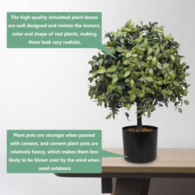 Silky Flower Store Artificial Boxwood Topiary Ball Trees, Outdoor Fall Decor Faux Shrubs, UV Resistant 2 Pack, 23in x 13in 10 10 Product: UNADRA 2-Pack Outdoor Fall Decor: Artificial Topiaries & Faux Boxwood Ball Trees for Front Porch - 23" Tall, 13" Diameter