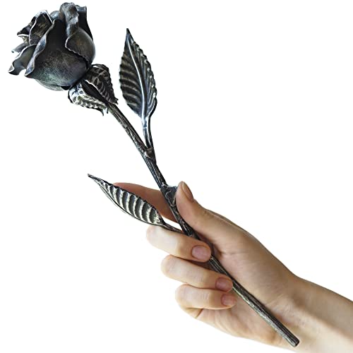 Silky Flower Store Hand Forged Iron Rose Sculpture, Everlasting Love Gift, Wrought Steel Flower, Decorative Floral Art, 20cm 2 2 Product: MakuliSmit 100% Hand Forged Iron Rose Sculpture - Gift of Everlasting Love - Wrought Steel Flower