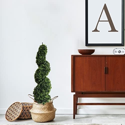 Product: 43.3 Inch Artificial Spiral Boxwood Topiary Trees, 2Pcs Faux Boxwood Plants Potted for Indoor Outdoor Decor