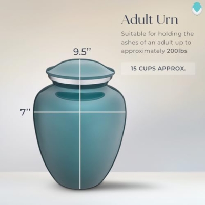 Product: Geturns Embrace Adult Personalized Horse Cremation Urns for Human Ashes I Large Teal Funeral Urn for Men and Women I 200 lbs