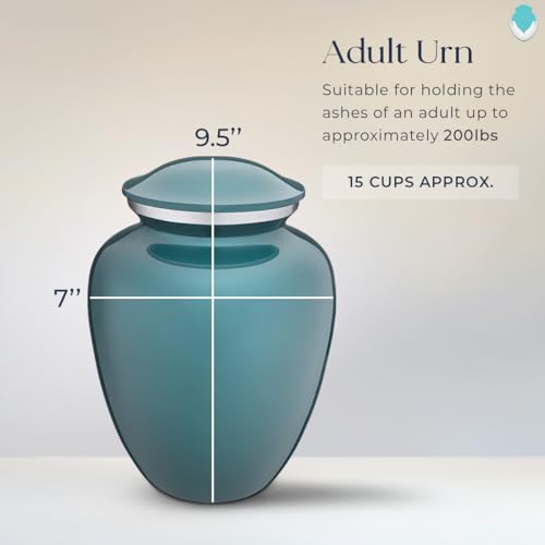 Product: Geturns Embrace Adult Personalized Horse Cremation Urns for Human Ashes I Large Teal Funeral Urn for Men and Women I 200 lbs