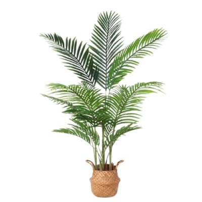 Product: Ferrgoal Artificial Areca Palm Plants 4.6Ft Fake Dypsis Lutescens Tree with 15 Trunks in Pot and Woven Seagrass Belly Basket Tropical Faux Plant for Home Indoor Outdoor Office