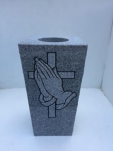 Silky Flower Store Granite Memorial Cemetery Vase Gray, Tapered Design, Outdoor Floral Holder, 5x4x9 1 1 Product: Granite Memorial Vase with Design Tapered (5"x4"x9") Gray