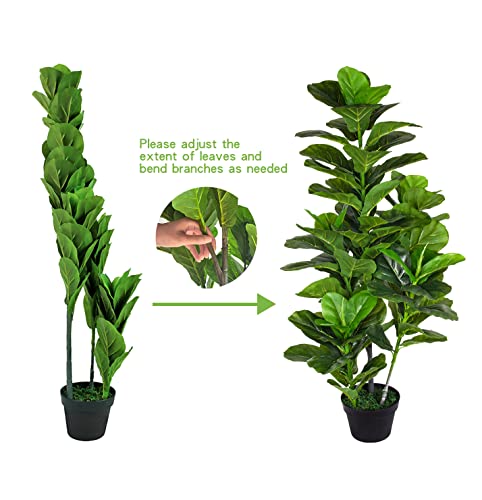 Product: Fiddle Leaf Fig Tree 4ft Artificial Tree in Pot, 2 Pack Faux Ficus Lyrata with Realistic Leaves, Fake Ficus Trees Artificial Plant for Home Living Room Indoor Outdoor Decor