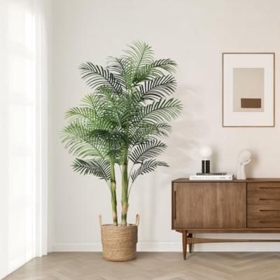 Silky Flower Store Artificial Golden Cane Palm Tree, 6FT Dense Lifelike Faux Indoor Plant, Home Office Apartment Decor, 6FT 12 12 Product: Kazeila Artificial Plants Indoor - 6FT Fake Golden Cane Palm Tree with Dense Lifelike Foliage - Perfect for Home, Office & Apartment Decor