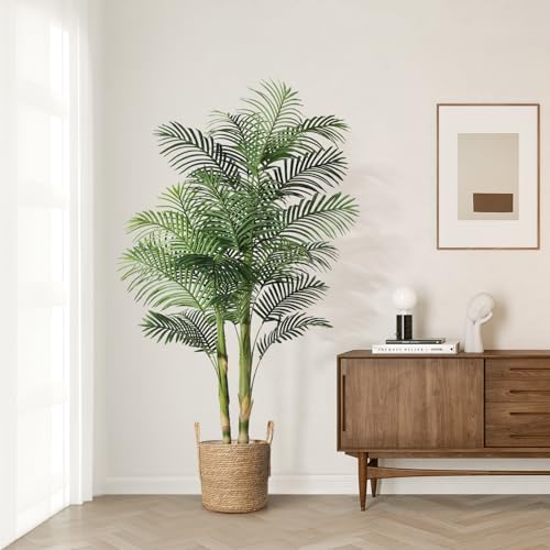 Silky Flower Store Artificial Golden Cane Palm Tree, 6FT Dense Lifelike Faux Indoor Plant, Home Office Apartment Decor, 6FT 5 5 Product: Kazeila Artificial Plants Indoor - 6FT Fake Golden Cane Palm Tree with Dense Lifelike Foliage - Perfect for Home, Office & Apartment Decor