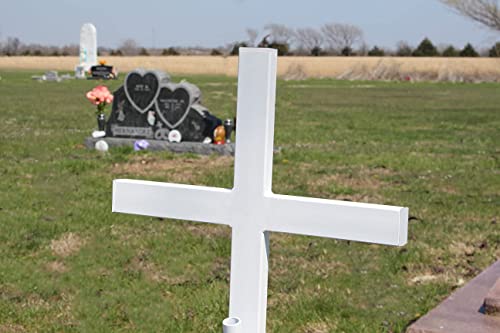 Product: Woodhaven Large Memorial Cross - Perfect For Outdoor And Memorial Sites - Steel Grave Marker White Powder Coat Finish - Headstone Replacement - Made In The USA