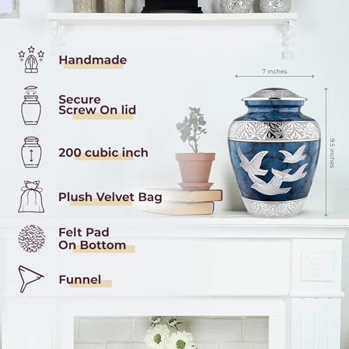Product: Trupoint Memorials Cremation Urns for Human Ashes, Decorative Burial Urn for Adult Men & Women – Large, Blue Birds