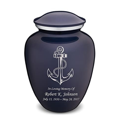 Product: Geturns Embrace Adult Personalized Anchor Cremation Urns for Human Ashes I Large Cobalt Blue Funeral Urn for Men and Women I 200 lbs