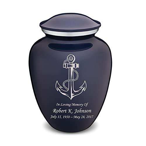 Product: Geturns Embrace Adult Personalized Anchor Cremation Urns for Human Ashes I Large Cobalt Blue Funeral Urn for Men and Women I 200 lbs