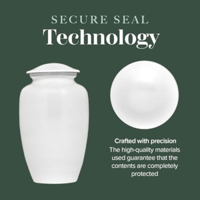 Silky Flower Store Large Cremation Urn for Ashes, Adult Memorial Urn, Secure Seal, Velvet Bag, C Pearl, 7x11 in 10 10 Product: Eternal Harmony Large Urn for Ashes, Adult Male & Female Cremation Vase for Human Ashes, Secure Seal & Velvet Bag, Funeral Vase for Men & Women Up to 200 lbs, 7x11” (Large, C Pearl)