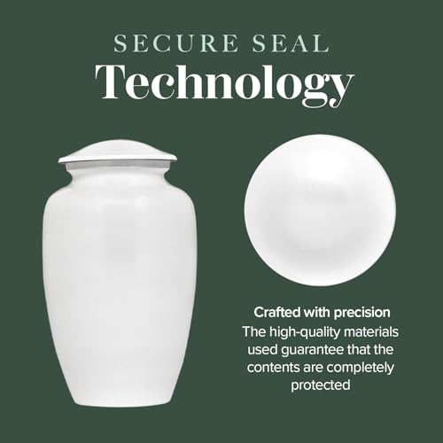 Silky Flower Store Large Cremation Urn for Ashes, Adult Memorial Urn, Secure Seal, Velvet Bag, C Pearl, 7x11 in 3 3 Product: Eternal Harmony Large Urn for Ashes, Adult Male & Female Cremation Vase for Human Ashes, Secure Seal & Velvet Bag, Funeral Vase for Men & Women Up to 200 lbs, 7x11” (Large, C Pearl)