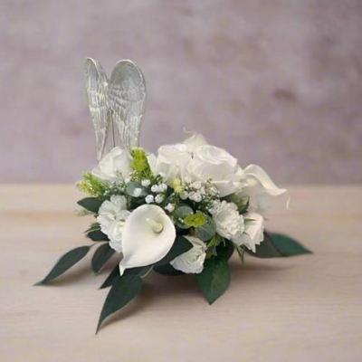 Silky Flower Store White Ivory Artificial Funeral Memorial Flowers, Outdoor Tribute Grave Garden Decor, UV Resistant 32.5cm 4 4 Product: Elegant White/Ivory Artificial Flowers for Funeral Memorials - Outdoor Tribute Decorations
