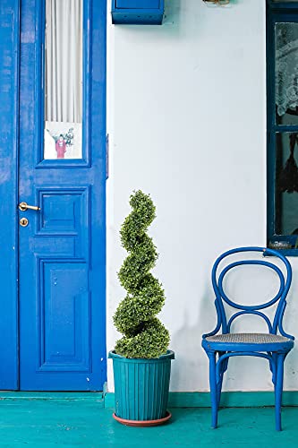 Product: 35 Inch Artificial Boxwood Topiary Tree Spiral Plants Fake Faux Plant Decor in Plastic Pot Green Indoor or Outdoor, Set of 2