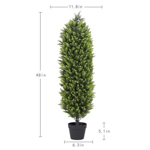 Silky Flower Store Artificial Boxwood Topiary Trees Set of 2, UV Resistant Faux Plants, Indoor Outdoor Porch Patio Decor, 48in 1 1 Product: Aoutyers 4ft Artificial Boxwood Topiary Trees Set of 2 - UV Resistant Faux Plants for Outdoor/Indoor, Realistic 48in Fake Bushes and Shrubs for Front Porch, Planter, Patio - Low Maintenance