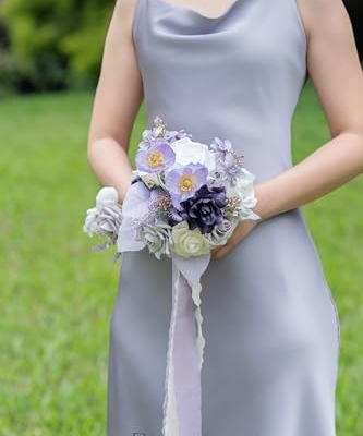 Product: BENCENTRE 7 Inch Purple Bridesmaid Bouquet for Wedding, Set of 4, Lilac Wedding Bouquet,Small Wedding Bouquet,for Marriage Proposal Party and Vintage Wedding Ceremony Anniversary,Artificial Flowers…