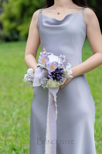 Product: BENCENTRE 7 Inch Purple Bridesmaid Bouquet for Wedding, Set of 4, Lilac Wedding Bouquet,Small Wedding Bouquet,for Marriage Proposal Party and Vintage Wedding Ceremony Anniversary,Artificial Flowers…