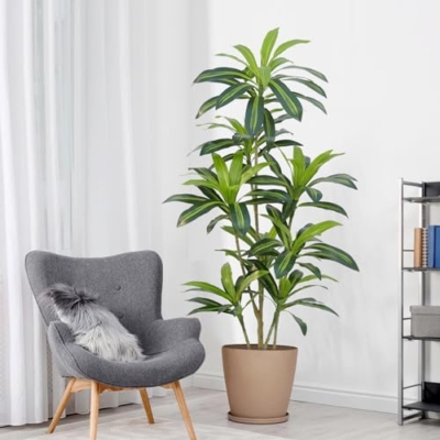 Product: ZEEOZE Dracaena Plant Artificial Tree 5Ft Tall Fake Tropical Floor Plants Potted (Real Touch) Artificial Silk Tree Leaf Faux Trees Black Tall Planter for Home Office Living Room Indoor Outdoor Decor
