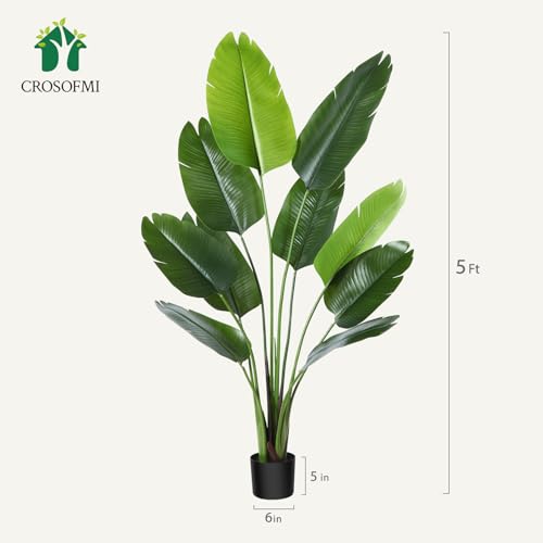Product: CROSOFMI Artificial Bird of Paradise Plant 5 Feet Fake Tropical Palm Tree with 10 Leaves,Perfect Faux Plants in Pot for Indoor House Home Office Garden Modern Decoration Housewarming Gift,1Pack