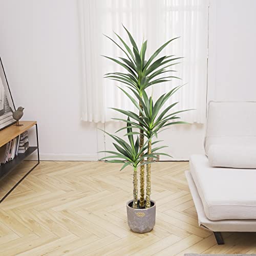 Product: Waoops Artificial Tree 5.3Ft Faux Agave Plant with 3 Heads in Plastic Pot Fake Tree for Home Decor Indoor or Outdoor Office Decoration Housewarming Gift