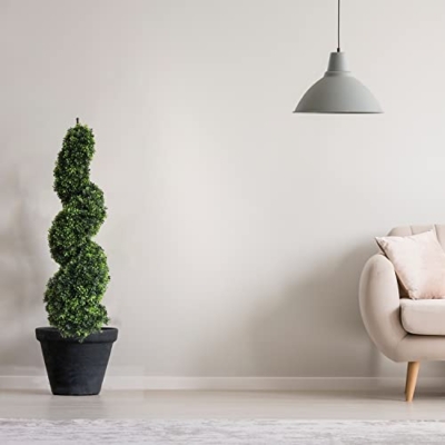 Product: 43.3 Inch Artificial Spiral Boxwood Topiary Trees, 2Pcs Faux Boxwood Plants Potted for Indoor Outdoor Decor