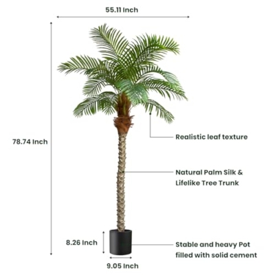 Product: AnTing Artificial Palm Tree 7.5ft Tall Trees Plants 15 Leaves 90in Outdoor Palm Trees for Outside Patio Trees for Decor (Set of 2)