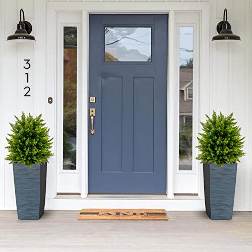 Product: Goplus 21.5” Artificial Cedar Topiary Ball Tree, Set of 2 Faux Potted Plants Artificial Shrubs Bushes with Cement Pot, Fake Evergreen Artificial Topiary for Indoor Outdoor Home Front Porch Decor