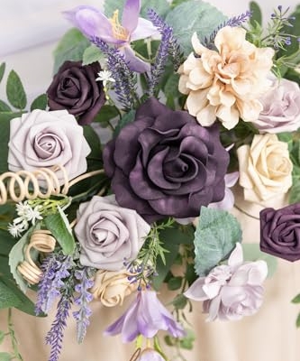 Silky Flower Store Eucalyptus Willow Leaf Garland with White Flower Lavender Purple, 9FT 10 10 Product: Ling's Moment 9FT Eucalyptus and Willow Leaf Garland with White Flower, Handcrafted Wedding Sweetheart Table Centerpieces Head Table Decor Arch Backdrop Decorations for Wedding | Lavender Purple