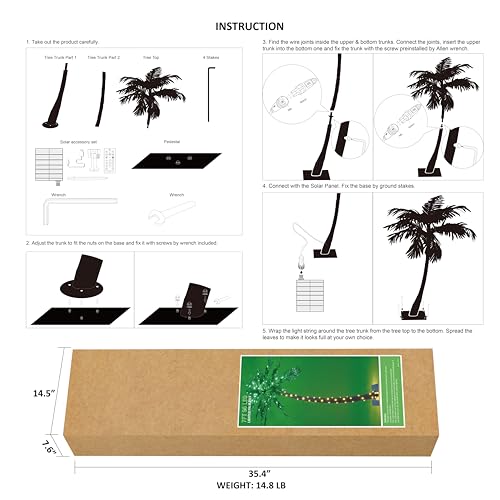 Product: Lightshare 7 Feet Palm Tree 96LED Lights Artificial Fake Tree Decoration for Tiki Bar Outside Patio Porch Pool Christmas Nativity