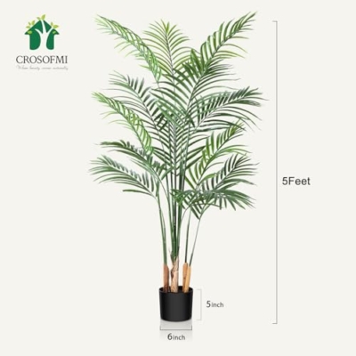 Product: Artificial Areca Palm Plant 5Ft Fake Tropical Palm Tree, Perfect Faux Dypsis Lutescens Plants in Pot for Indoor Outdoor House Home Office Garden Modern Decoration Housewarming Gift,1Pcs