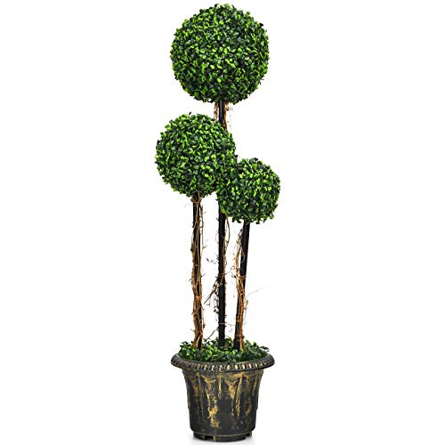 Goplus 4 Ft Artificial Boxwood Topiary Tree, Fake Greenery Plants Triple Ball Tree, Leaves & Cement-Filled Plastic Flower Pot Decorative Trees for Home, Office, Indoor and Outdoor Use (4 FT) - Artificial Flower Arrangements Product: Goplus 4 Ft Artificial Boxwood Topiary Tree, Fake Greenery Plants Triple Ball Tree, Leaves & Cement-Filled Plastic Flower Pot Decorative Trees for Home, Office, Indoor and Outdoor Use (4 FT)